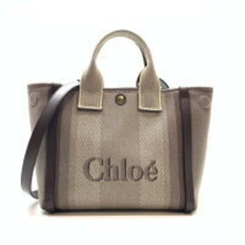 Chloe handbag tote bag CARRY canvas calf leather kohl brown